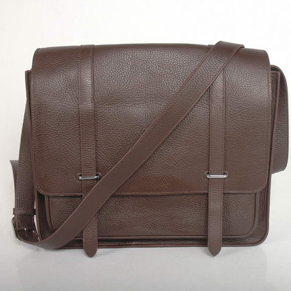 H92111 Hermes Steve 35CM Messenger Bag in pelle Clemence Brown